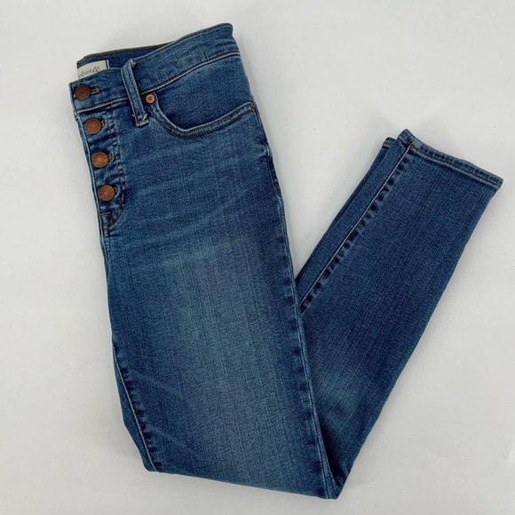 Madewell 9" Mid-Rise Skinny Crop Jeans Womens size 25 Button Fly - Picture 2 of 7